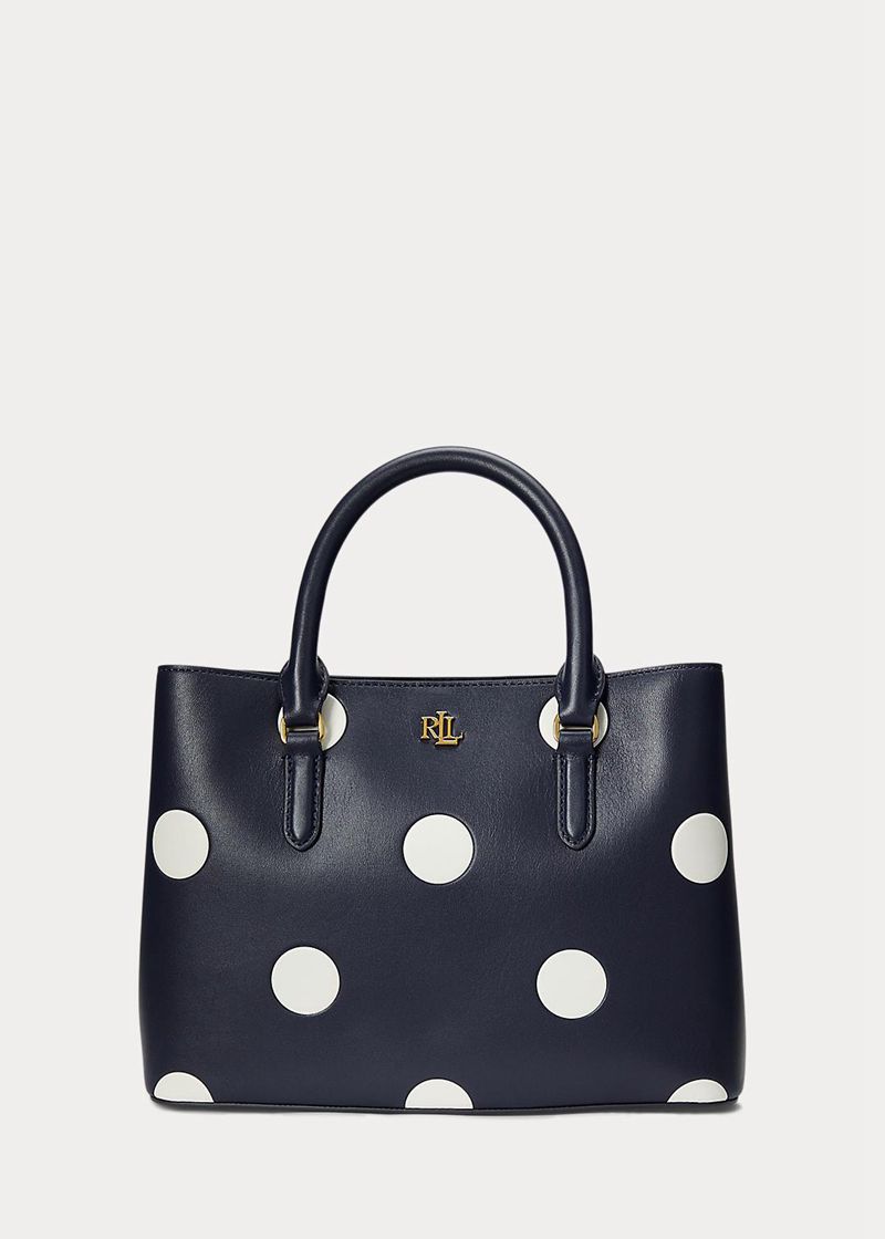 Torebka Lauren Damska Granatowe Polka-Dot Skórzane Small Marcy Satchel 371864-WJU